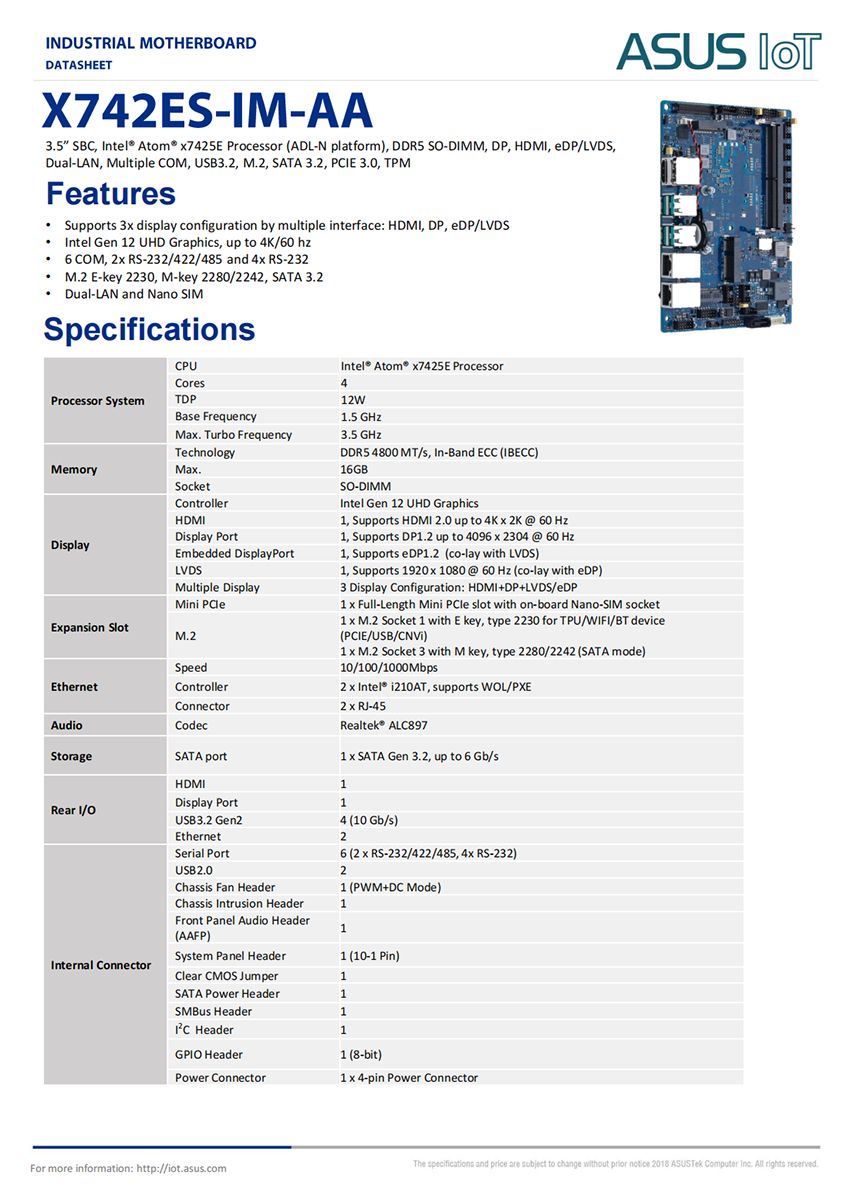 X742ES-IM-AADatasheet_00 X742ES-IM-AADatasheet_00